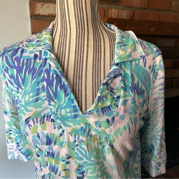 Lilly Pulitzer UPF 50+ Quincey Dress in Shell of a Party Green Blue Sz XS - Picture 5 of 9